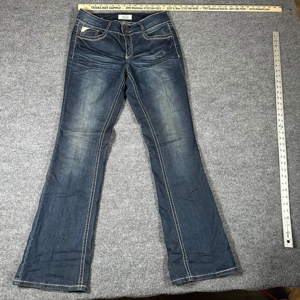 Royalty Jeans Womens Size 6 Dark Wash Bootcut Thick Stitch Flap Pocket Stretch